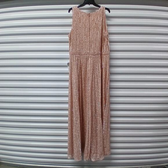 Mac Duggal Formal Evening Gown Womens Plus 20 Pink Beaded Sequin Lace Maxi Dress - Picture 7 of 14